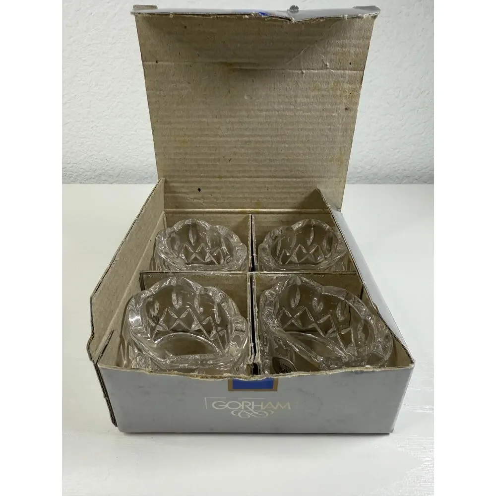 Gorham King Edward Full Lead Crystal Napkin Rings Set of 4 West Germany C478